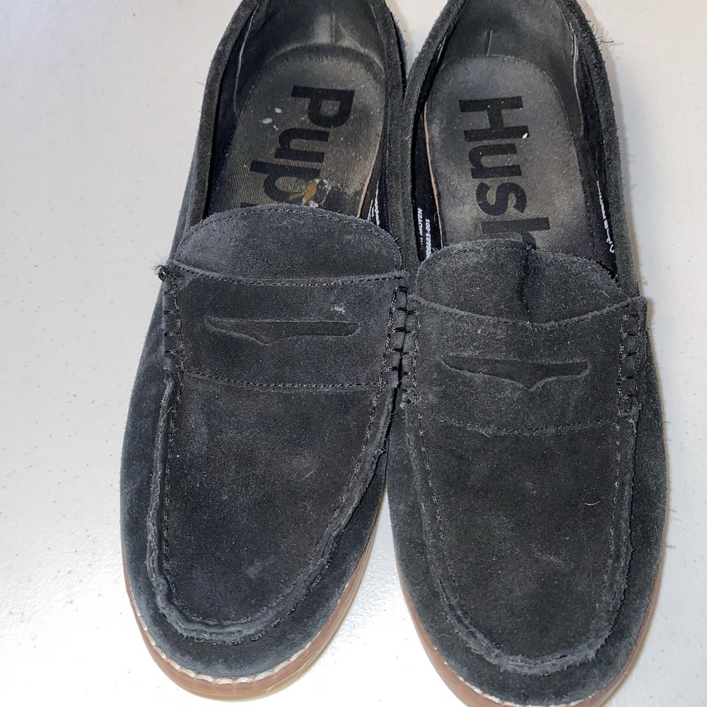 Hush Puppies Women's 8.5 Loafers Black Suede Minimalist Capsule Preppy Comfort